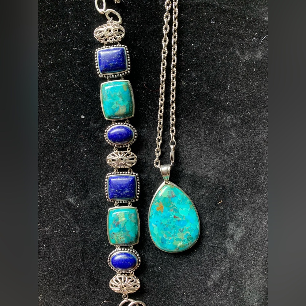 LAPIS TURQUOISE NECKLACE AND BRACELET SET!!